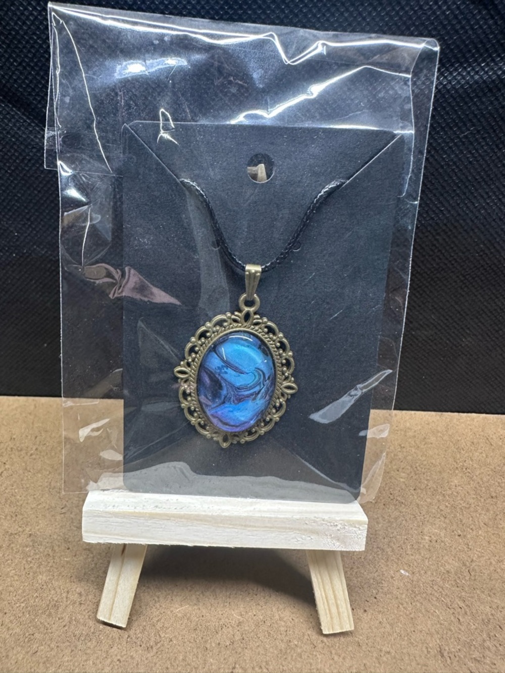 Hand Crafted Blue and Turquoise Oval Pendant Necklace